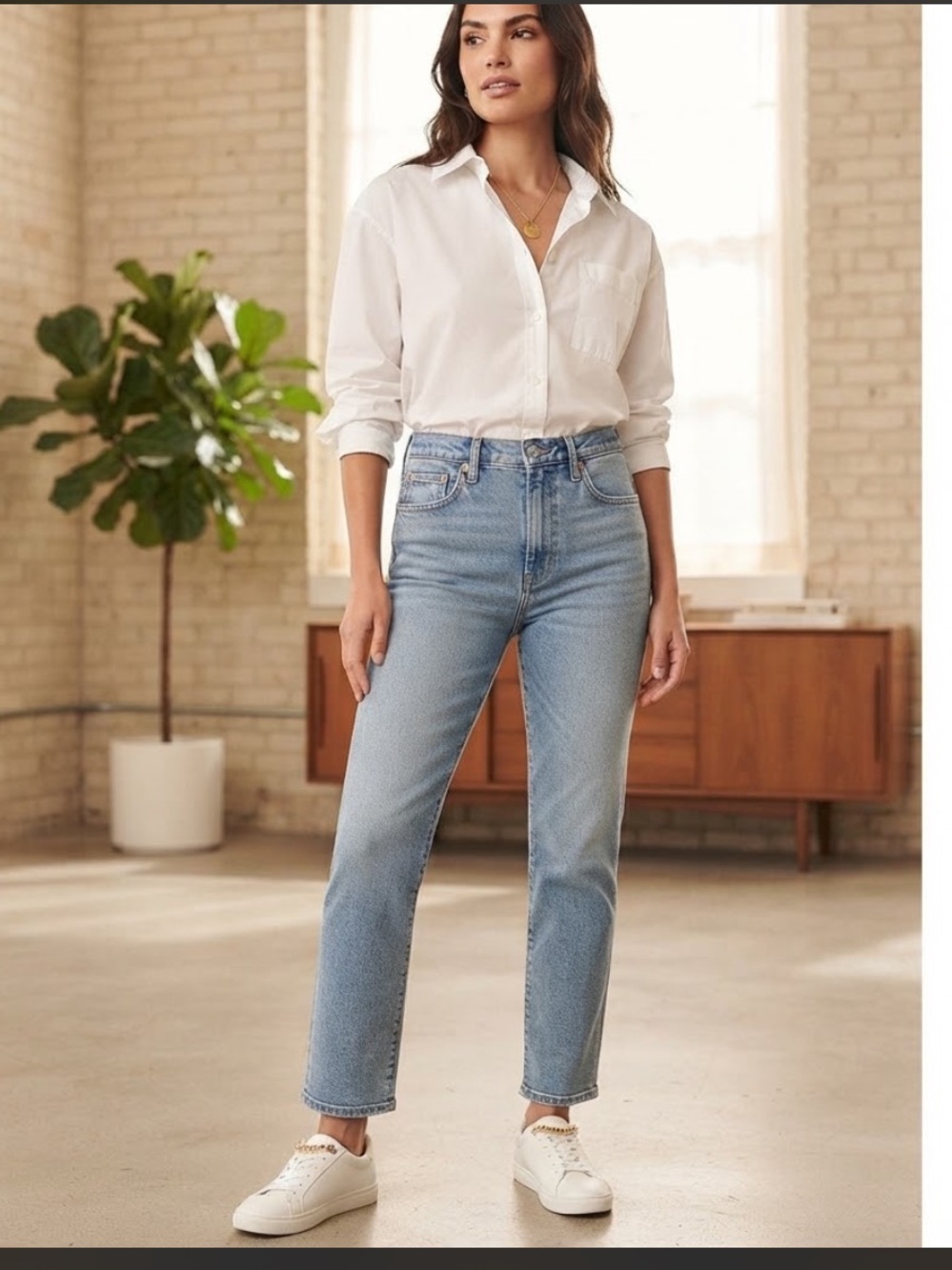 J.Crew High-Rise Straight Button Fly Jeans Womens 29 Premium Edition Light Wash